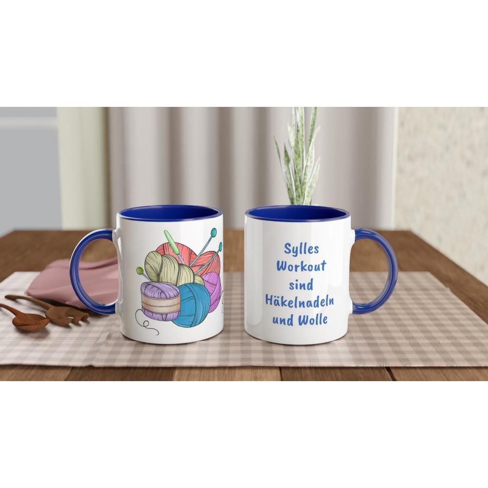 Keramiktasse für Wollsüchtige, personalisiert, Geschenk, Häkeln, Stricken,