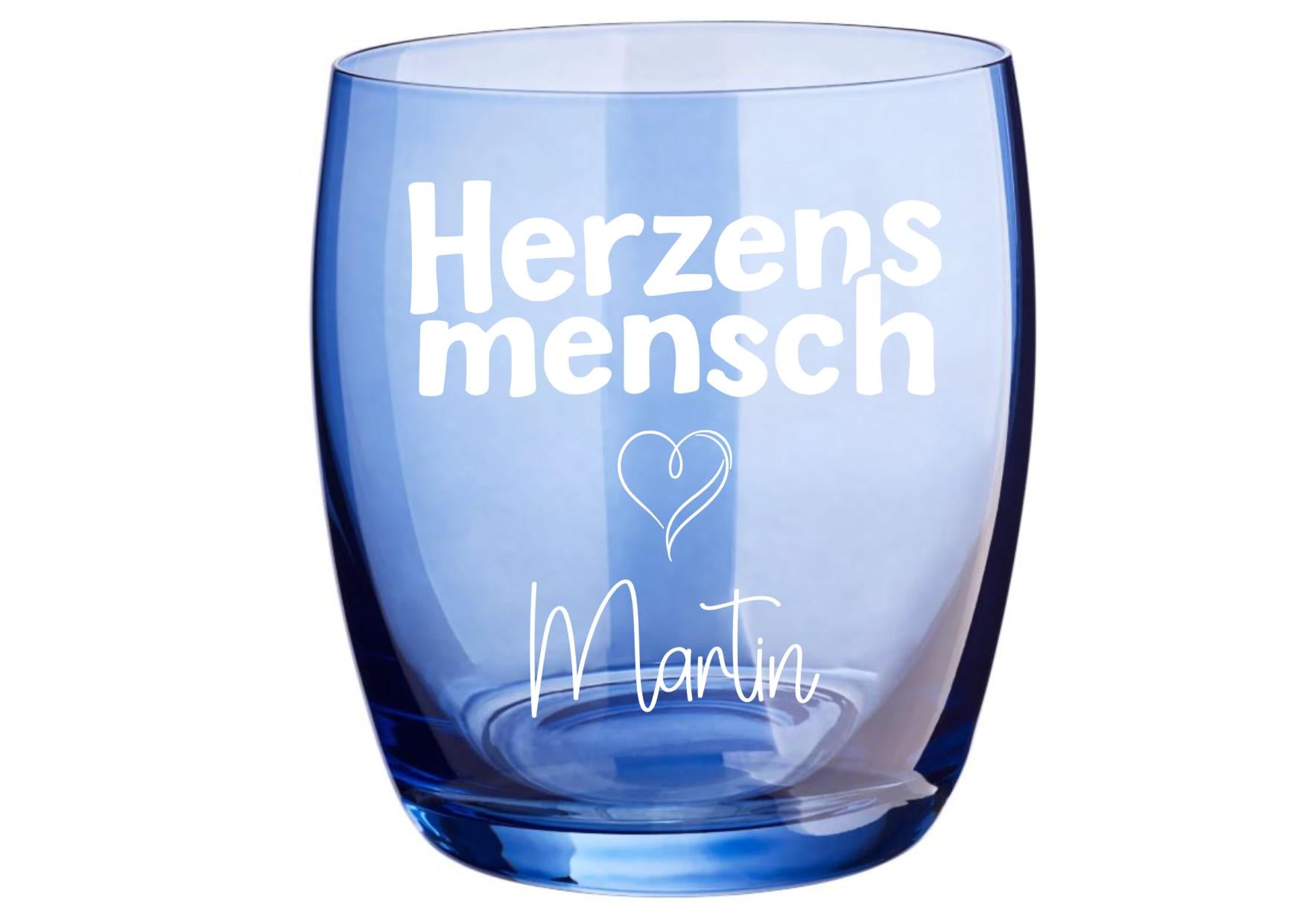 Trinkglas Herzensmensch, personalisiert mit Namen,  für eine Herzens Botschaft, Geschenk für die Lieblingsfreundin oder Lieblingsfreund