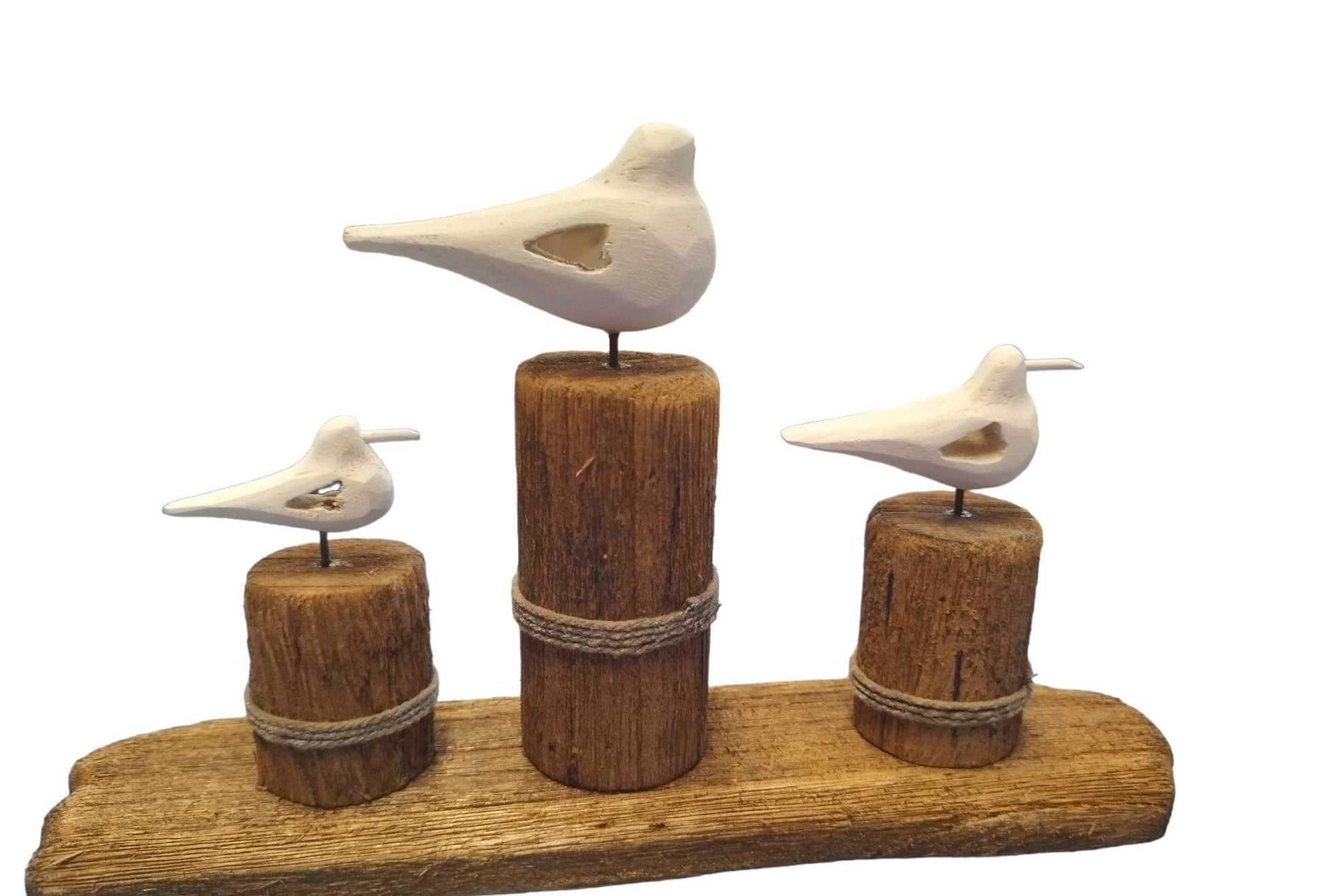 Maritime Deko, Möwen auf Holz, 26,5 cm lang