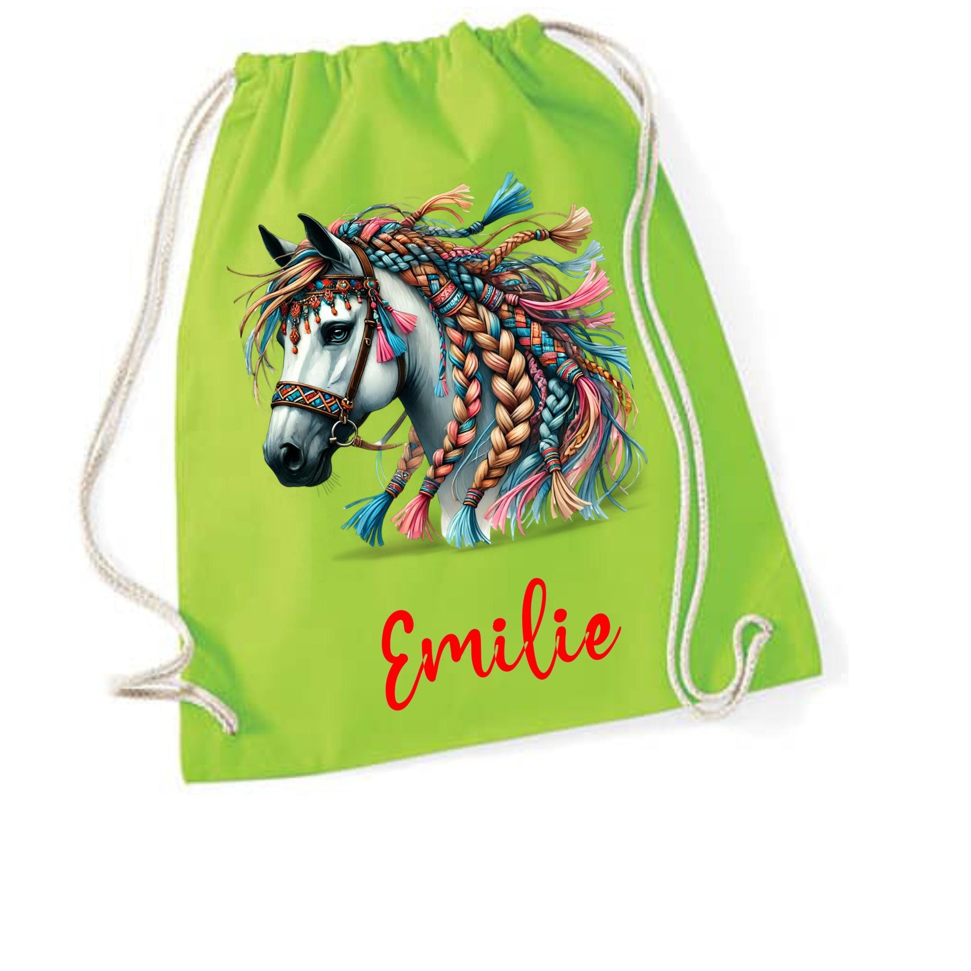 Turnbeutel Pferd, Sporttasche, Rucksack, Schule, Kindergarten, mit Namen personalisiert, Geschenk für Schulanfang, Kindergarten, romantisch