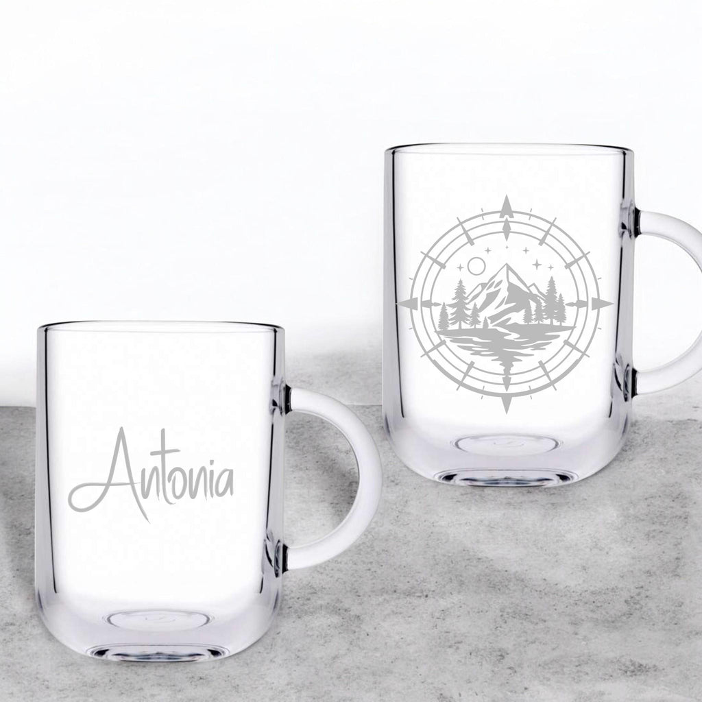 Teeglas mit Adventure Motiv und deinem Wunschnamen, schönes, stabiles Teeglas, Geschenk für Teetrinker und Abenteurer