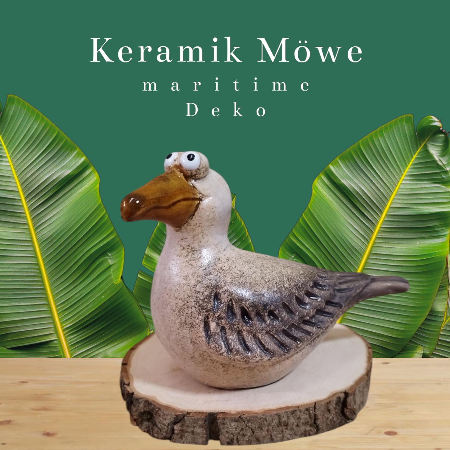 Möwe Mia – die Keramikkönigin in deinen Garten, Balkon oder im Bad, ca. 15x8,2x11,2cm, tolles Geschenk für Nord- oder Ostsee Liebhaber