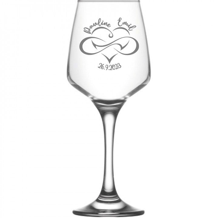 Weinglas oder Sektglas mit Namen und Datum personalisiert, Geschenk für die Hochzeit, das Brautpaar oder als Gastgeschenk