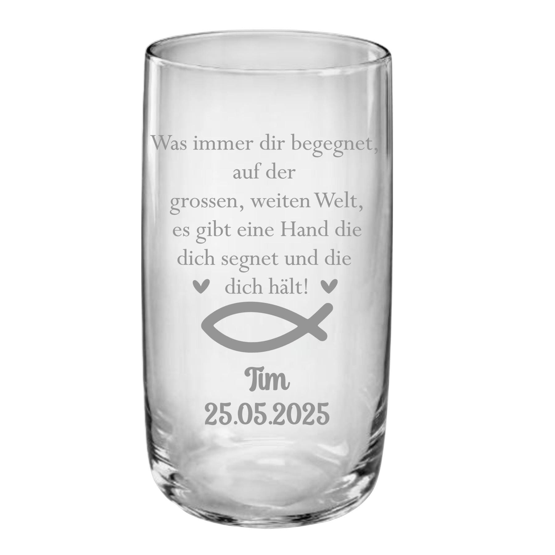 Trinkglas Kommunion, Konfirmation, Taufe, Geschenk Geburt, für Jungen und Mädchen, Erinnerungsgeschenk, graviert, personalisiert, mit Namen