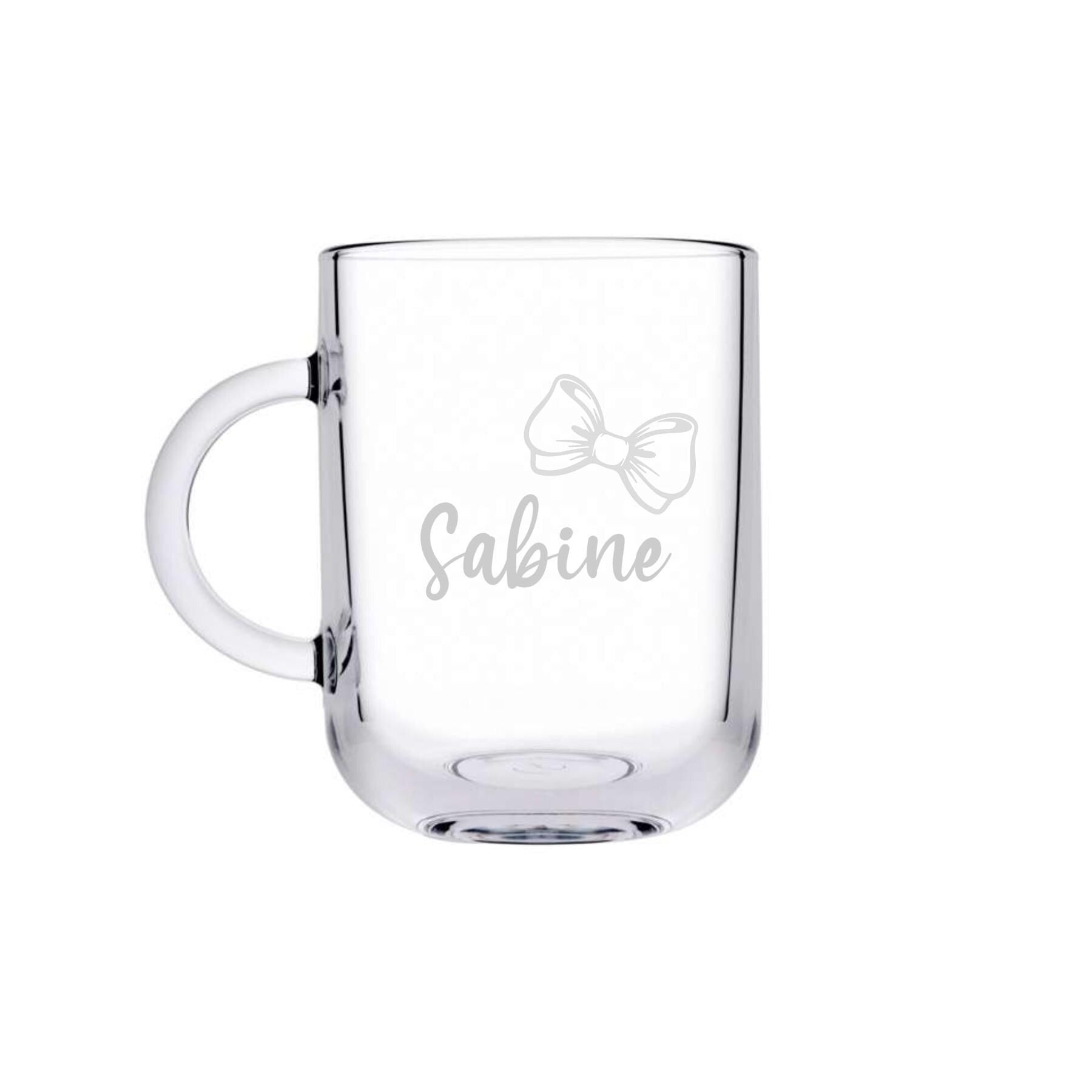 Graviertes Teeglas, personalisiert mit deinem Wunschnamen, spülmaschinenfest, Geschenk, mit Schleifchengravur, Geschenk für einen Teetrinker
