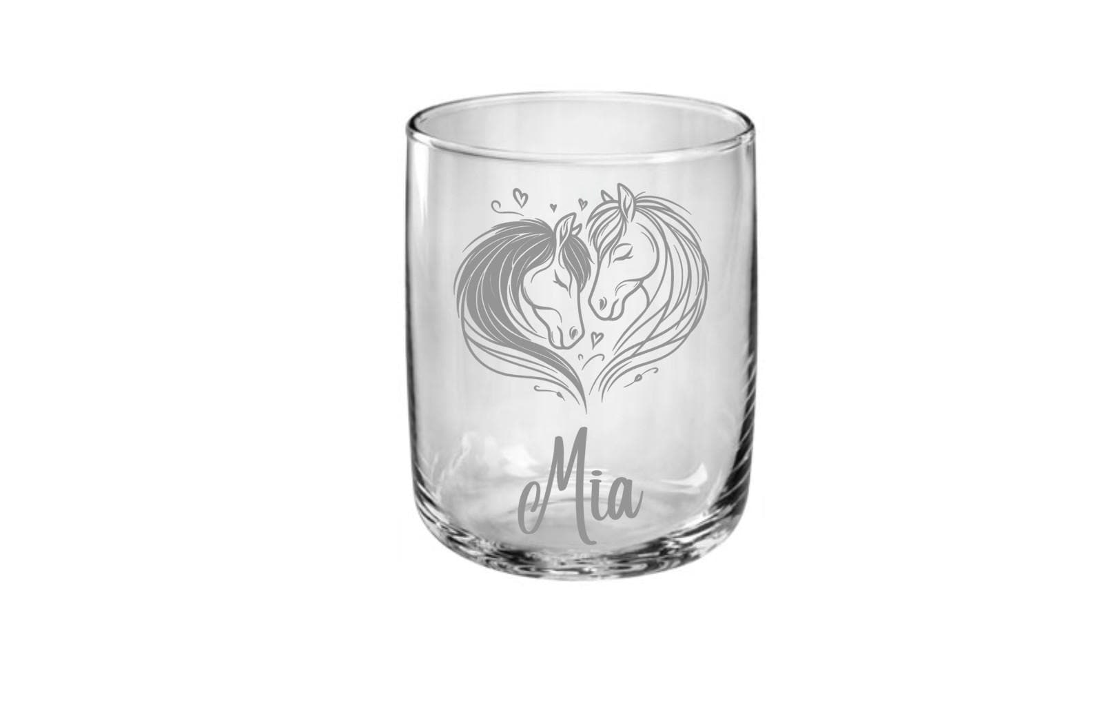 Pferde Glas, personalisiert mit Namen, graviert, 3 verschiedene Gläserformen, sehr schönes Motiv, Geschenk für Pferdefreundinnen, Art.Nr.PG3
