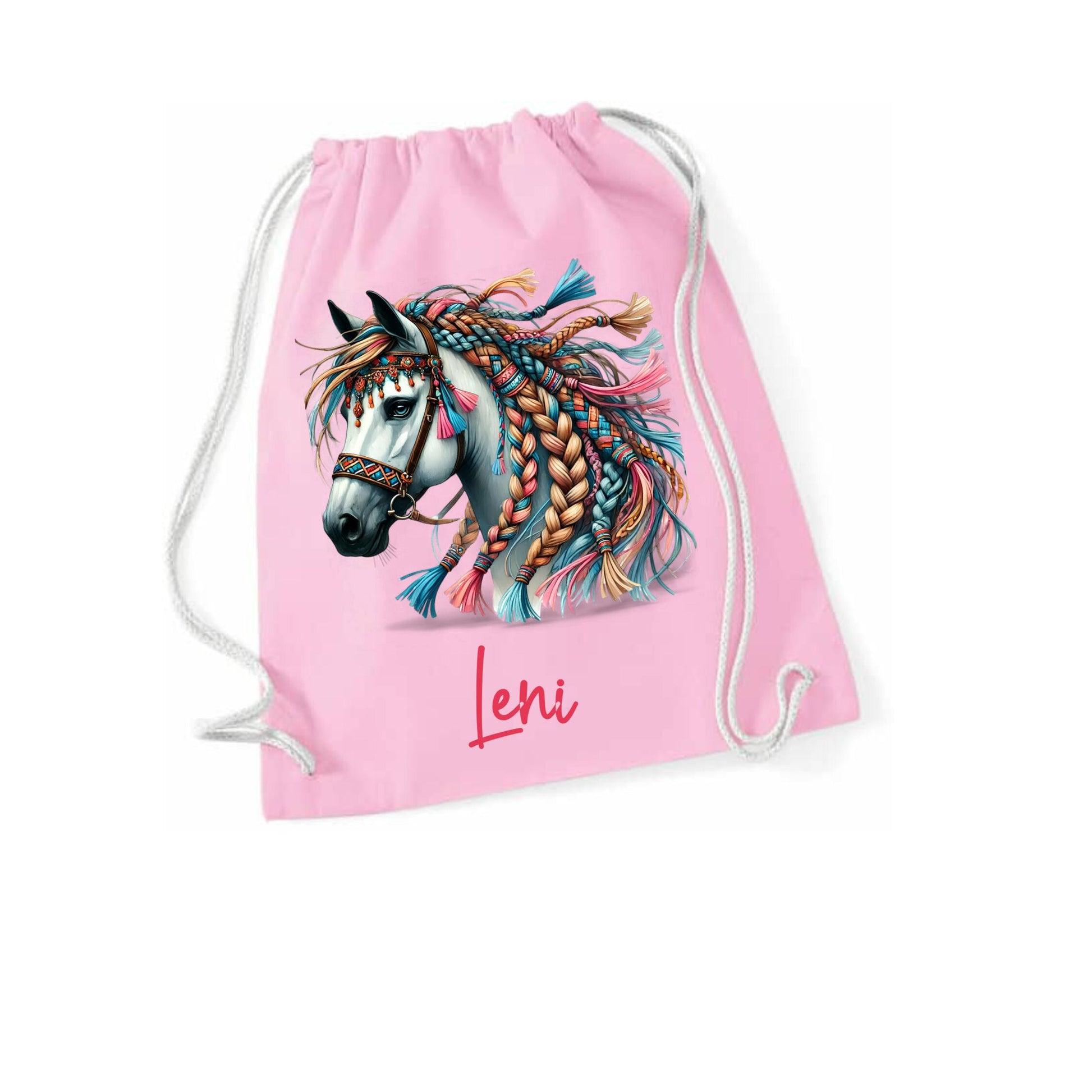 Turnbeutel Pferd, Sporttasche, Rucksack, Schule, Kindergarten, mit Namen personalisiert, Geschenk für Schulanfang, Kindergarten, romantisch
