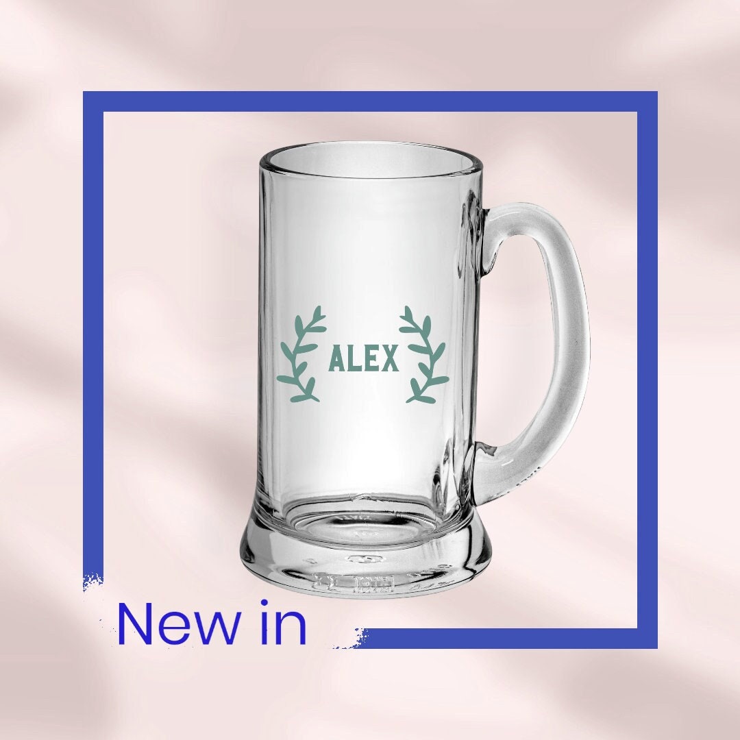 Bierkrug, Bierhumpen, Bierglas, personalisiert mit Namen, Geschenk für Biertrinker, schwer + massiv, graviert
