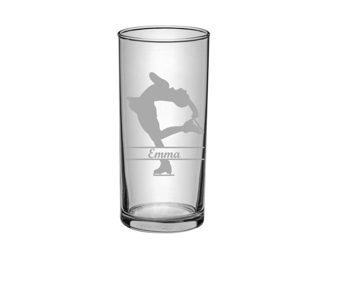 Kindertrinkglas mit kleiner Eiskunstläuferin, Saftglas, Trinkglas, Geschenk für Kinder, Spülmaschinen geeignet, persönliche Gravur, mit Name