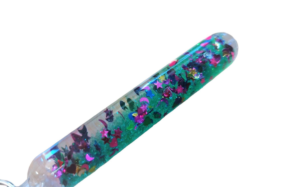 Schlüsselanhänger Gitterzauberstab, auf Wunsch personalisiert, Geschenk, Glitter, Glitzer, Zauberstab