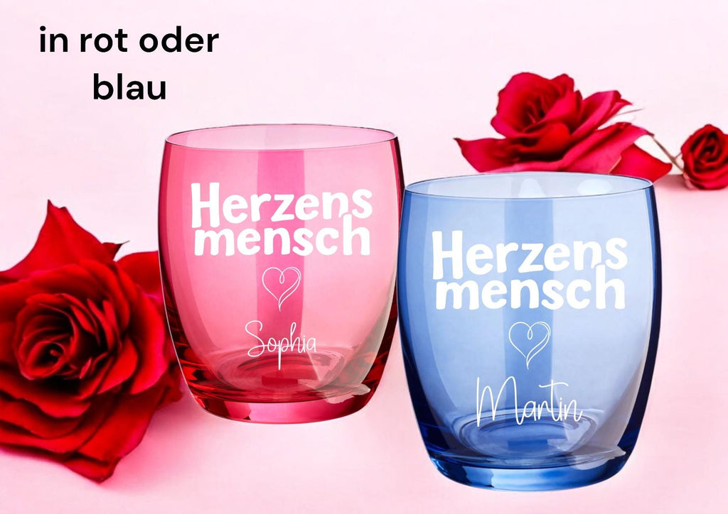 Trinkglas Herzensmensch, personalisiert mit Namen,  für eine Herzens Botschaft, Geschenk für die Lieblingsfreundin oder Lieblingsfreund