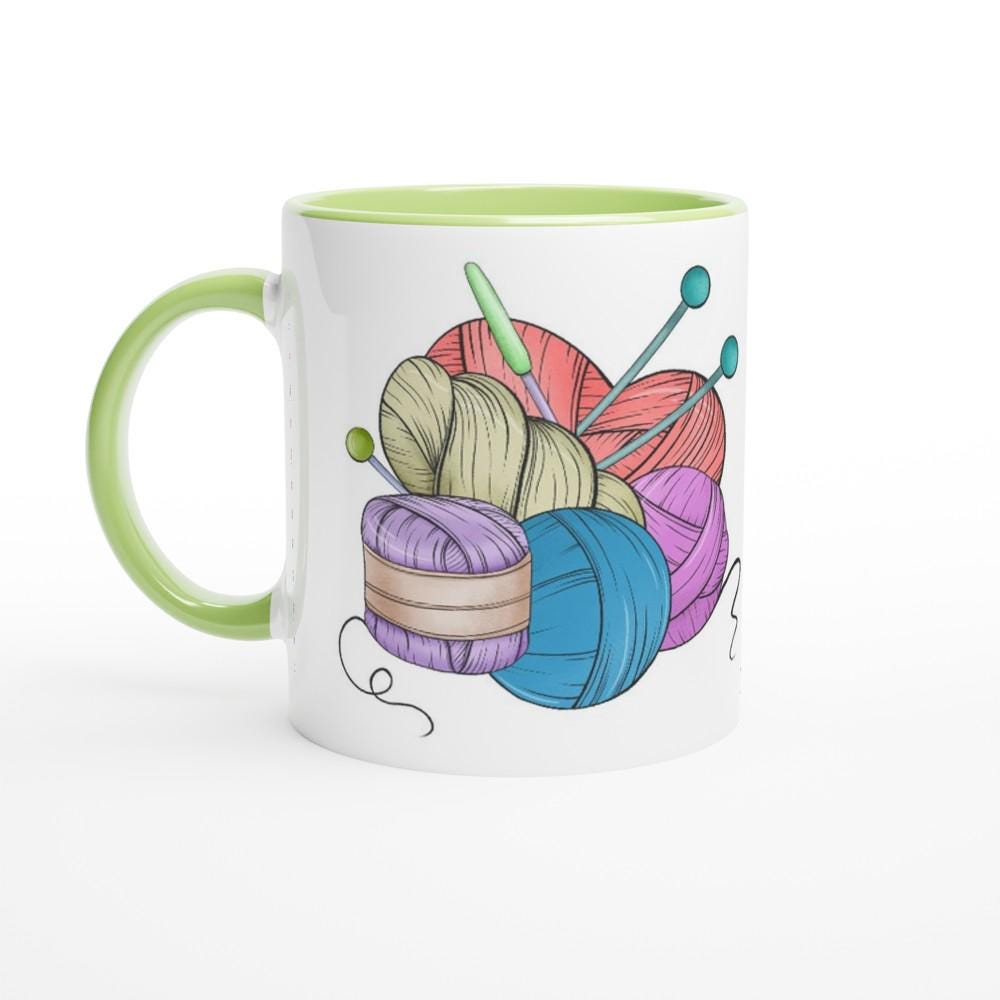 Keramiktasse für Wollsüchtige, personalisiert, Geschenk, Häkeln, Stricken,