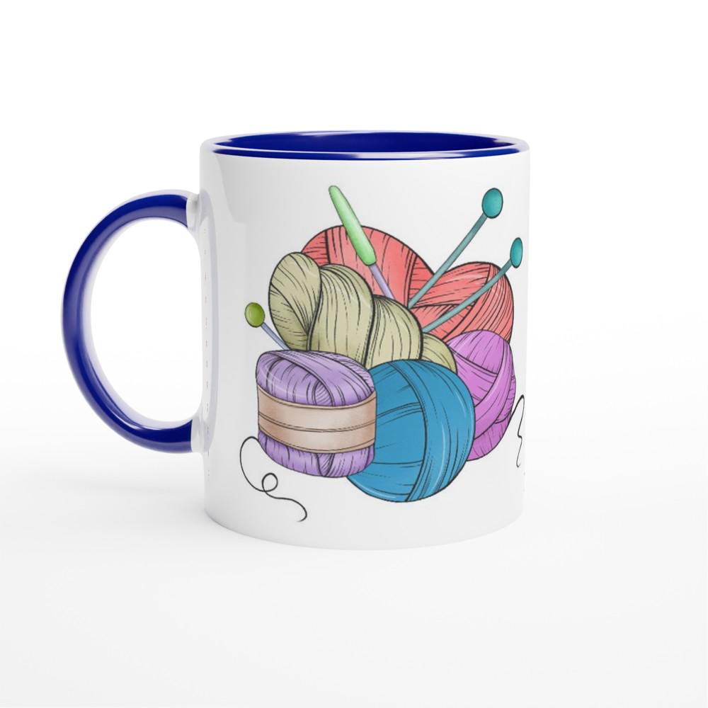 Keramiktasse für Wollsüchtige, personalisiert, Geschenk, Häkeln, Stricken,