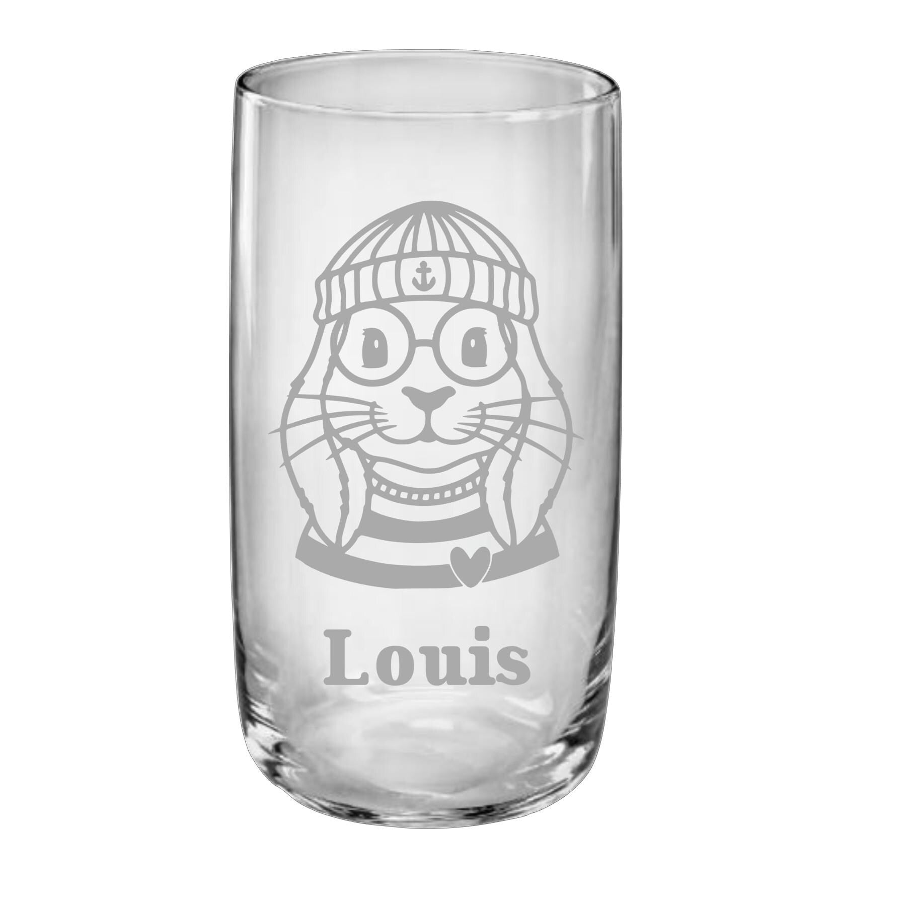 Trinkglas Hase mit Namen, versch. Glasgrößen und Motive, personalisiert, Geschenk für Hasenfreunde, Ostergeschenk, Geburtstag, Weihnachten