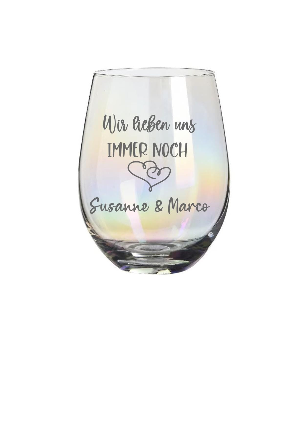 Personalisierte Sekt- oder Weingläser zum Hochzeitstag oder Jubiläum, mit Gravur, personalisiert mit deinen Wunschnamen, mit Botschaft