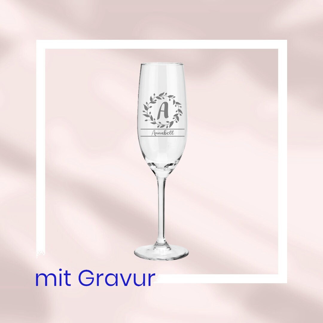 Personalisiertes Sektglas mit Monogramm - Das perfekte Geschenk für jeden Anlass! mit Gravur, Geschenk für beste Freundin, Frau, Mama uvm.