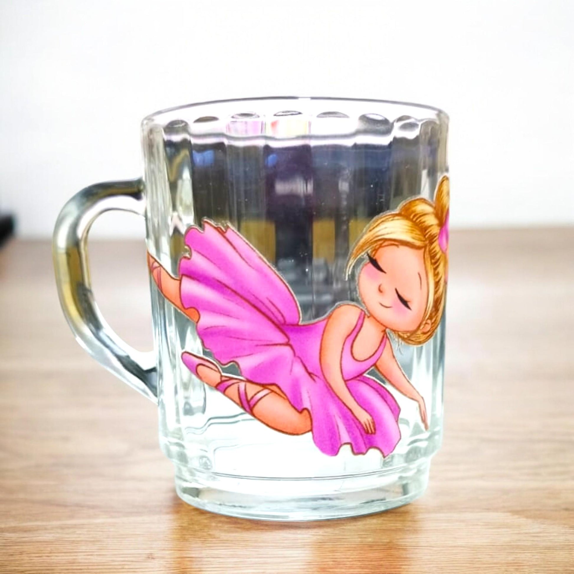 Stabiles Glas mit Henkel, Teetasse, personalisiert mit Ballerina und Namen, spülmaschinenfest, Geschenk für Ballerinas, Glas Becher