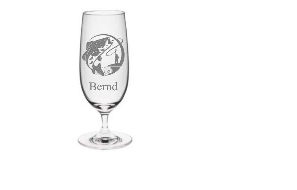 Bierglas oder Schnapsglas mit Anglermotiv + Namen, graviert, Geschenk personalisiert, für Angler, Fisch und Angel, auch in Set, Art.-Nr.AG1