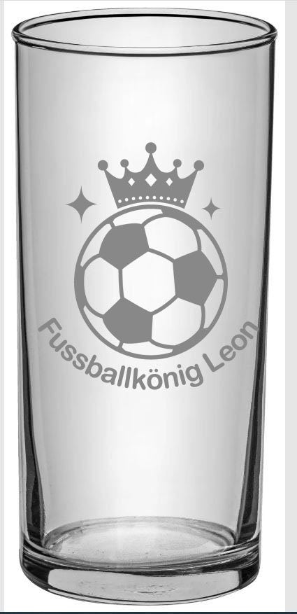 Fußball Kinder Trinkglas mit Gravur, personalisiert mit Namen, Wunschtext,  Wasserglas, graviert, Geschenk, Geschenk für kleine Fußballer