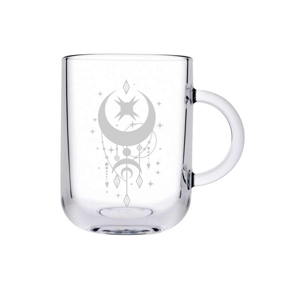 Graviertes Teeglas, personalisiert mit deinem Wunschnamen, spülmaschinenfest, Geschenk, mit mystischer Gravur, Geschenk für einen Teetrinker