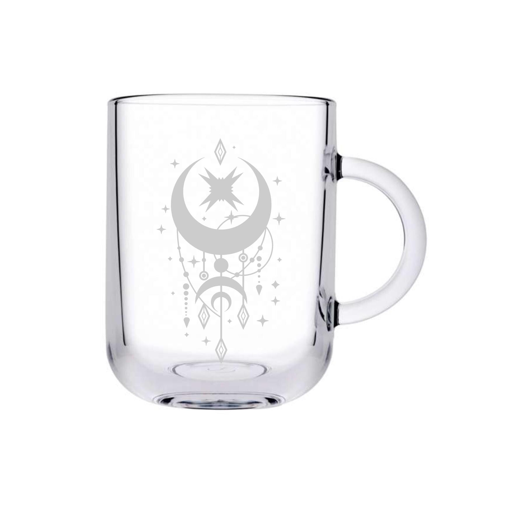 Graviertes Teeglas, personalisiert mit deinem Wunschnamen, spülmaschinenfest, Geschenk, mit mystischer Gravur, Geschenk für einen Teetrinker