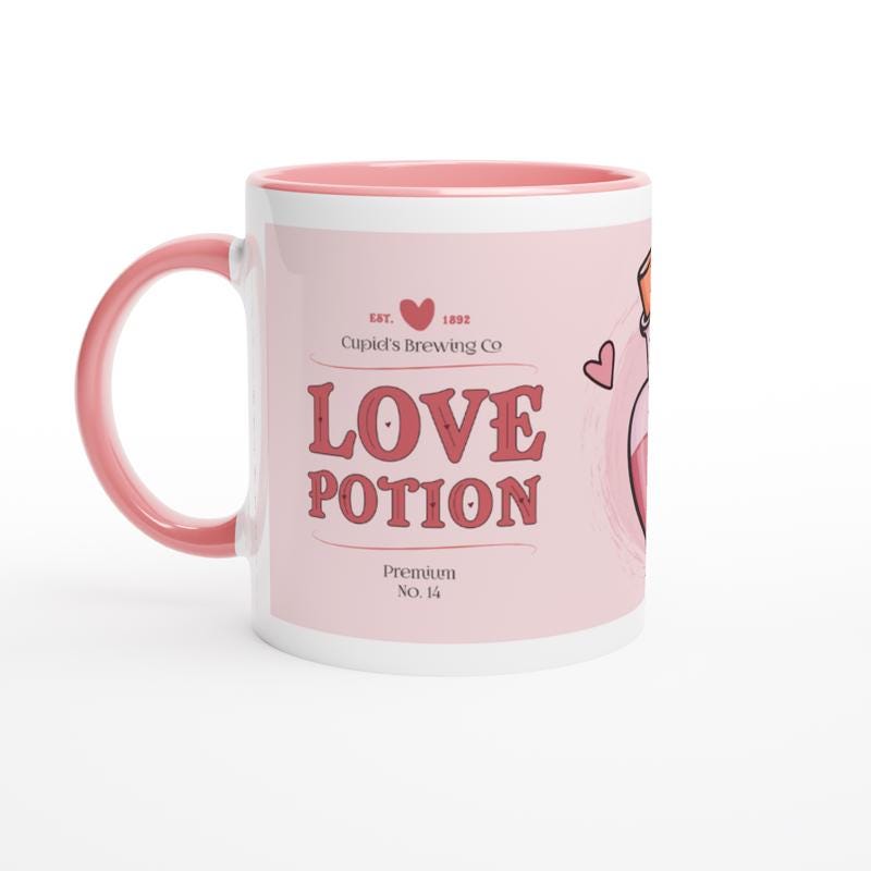 Valentinstag Geschenk, Tasse im Valentinstag Design, Geschenk für Verliebte, die Freundin/Frau, Kaffeetasse LIEBESTRANK, Art.-Nr. KT01