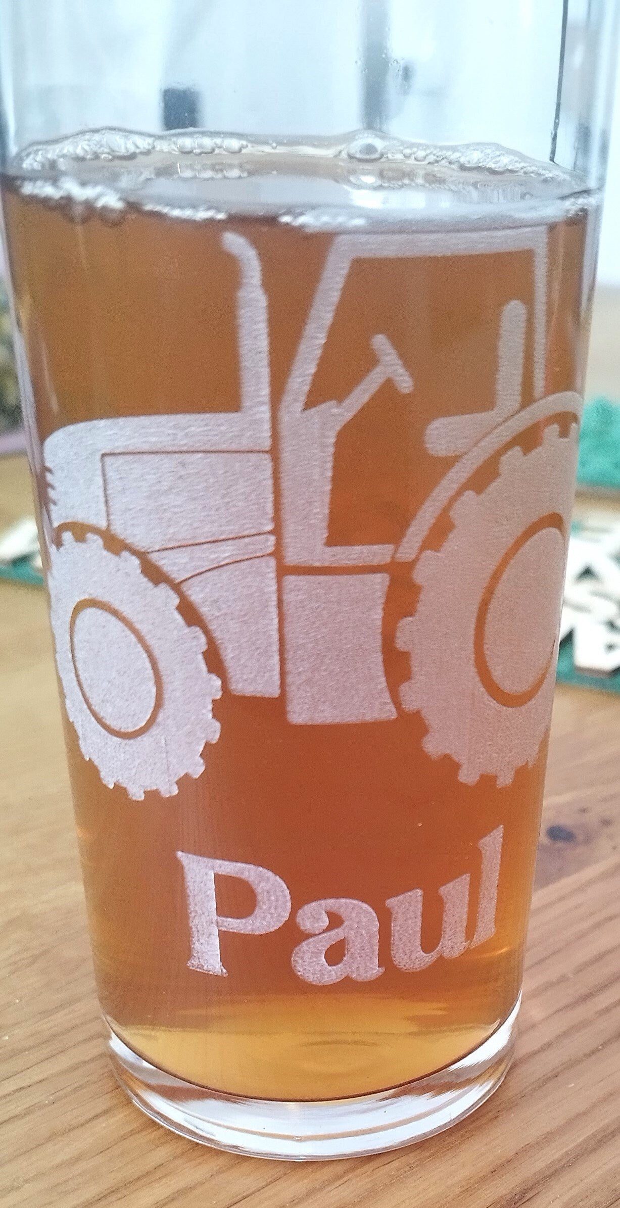 Trinkglas Traktor mit Namen und Traktorgravur
