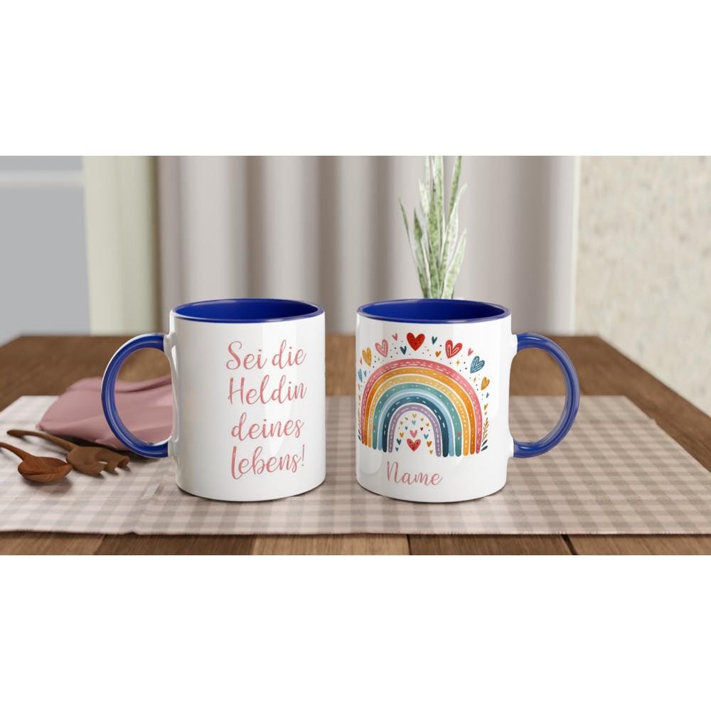 Tolle Tasse, personalisiert mit deinem Wunschnamen, mit Botschaft, Geschenk für Mädchen, versch. Farben innen