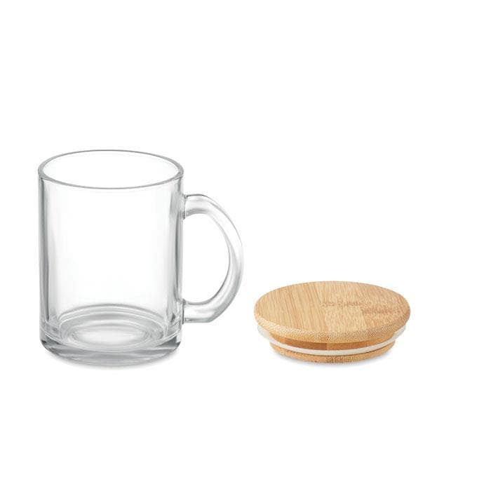Teeglas, Teetasse mit Bambusdeckel, graviert, personalisiert, mit Namen auf Wunsch, Geschenk für Teetrinker, Art.-Nr. TG03