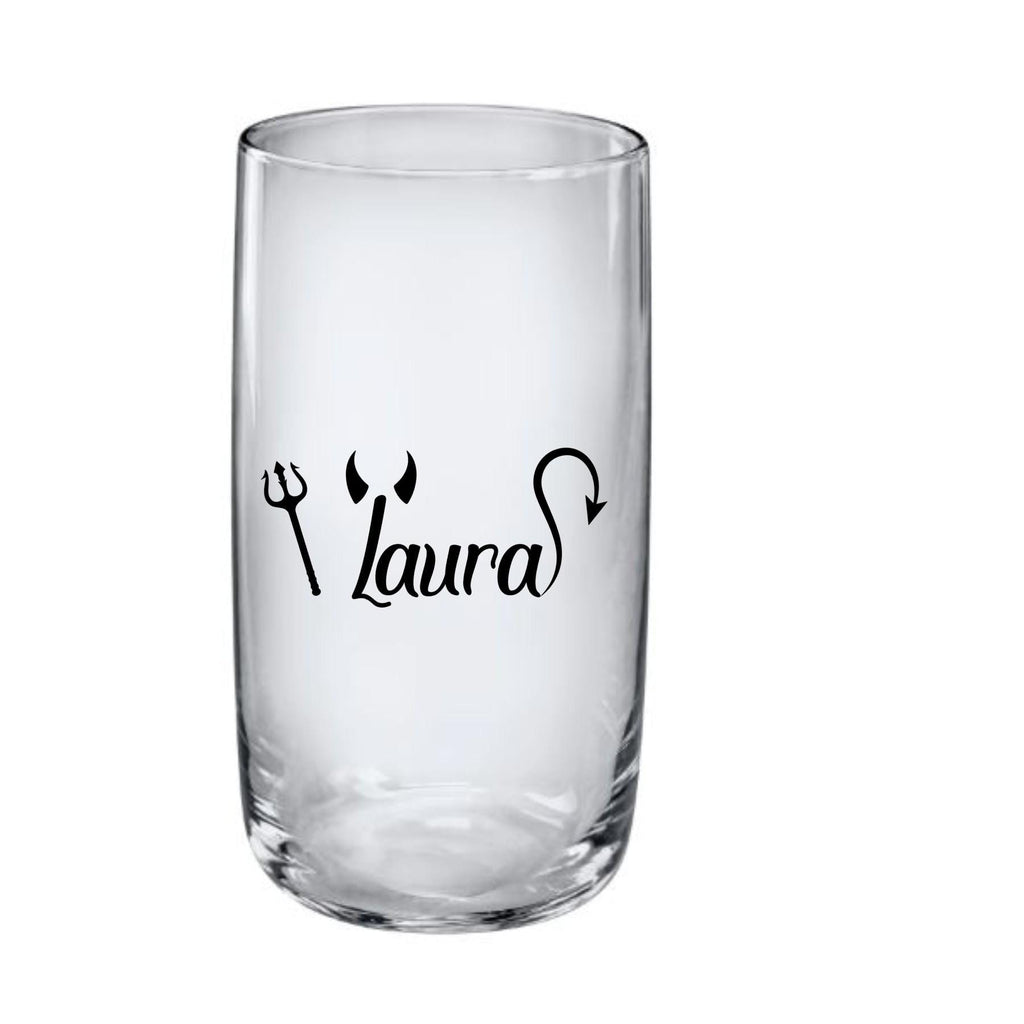 Trinkglas mit Namen und Engels- oder Teufelsymbol, Smoothieglas, Geschenk für beste Freundin, Geburtstag, Ostern, Weihnachten