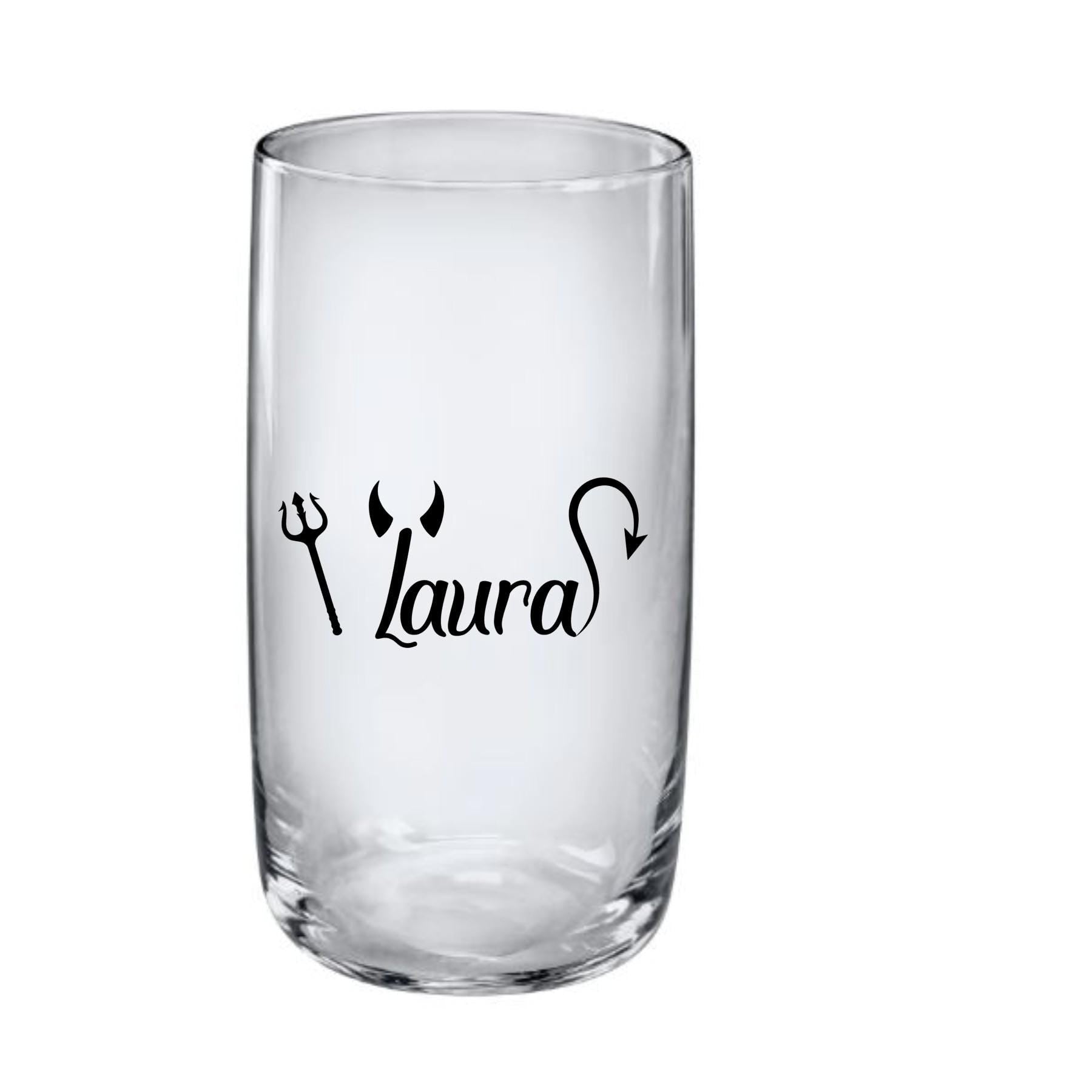 Trinkglas mit Namen und Engels- oder Teufelsymbol, Smoothieglas, Geschenk für beste Freundin, Geburtstag, Ostern, Weihnachten