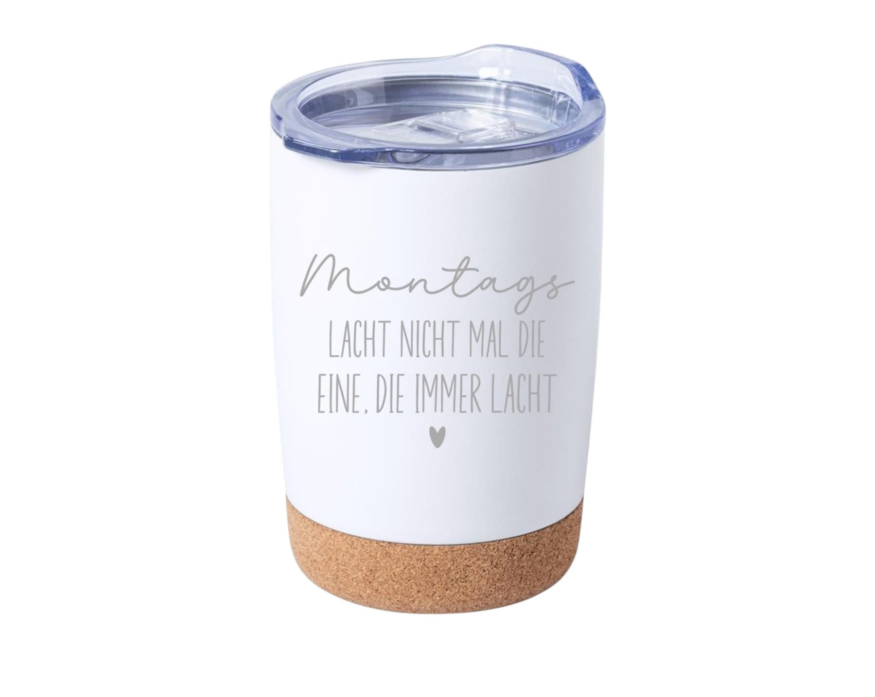 Thermobecher mit Spruch + Namen, individuell, mit Bambusboden, für Unterwegs, Geschenk für die Frau, Geschenk für die Freundin, Art.Nr. TB-2
