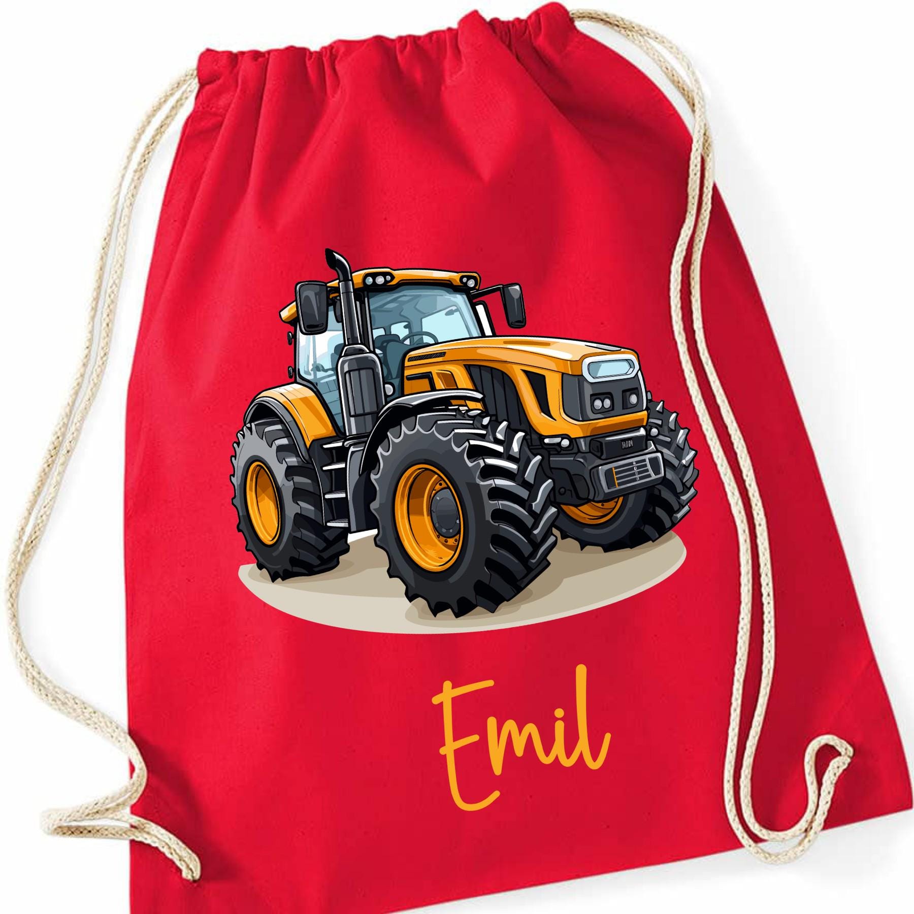 Turnbeutel Traktor, für Schule, Kindergarten, Freizeit, Geschenk für Kinder, verschiedene Farben und Motive, aus Baumwolle