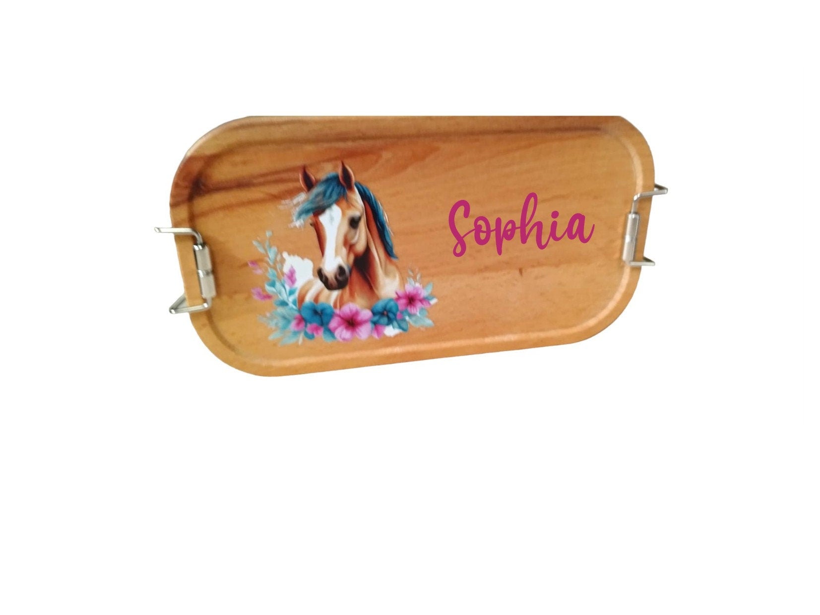 Lunchbox, Trinkflasche einzeln oder als Set, mit Namen personalisiert, Pferdemotiv, Geschenk für den Schulanfang, Kindergarten, für Kinder