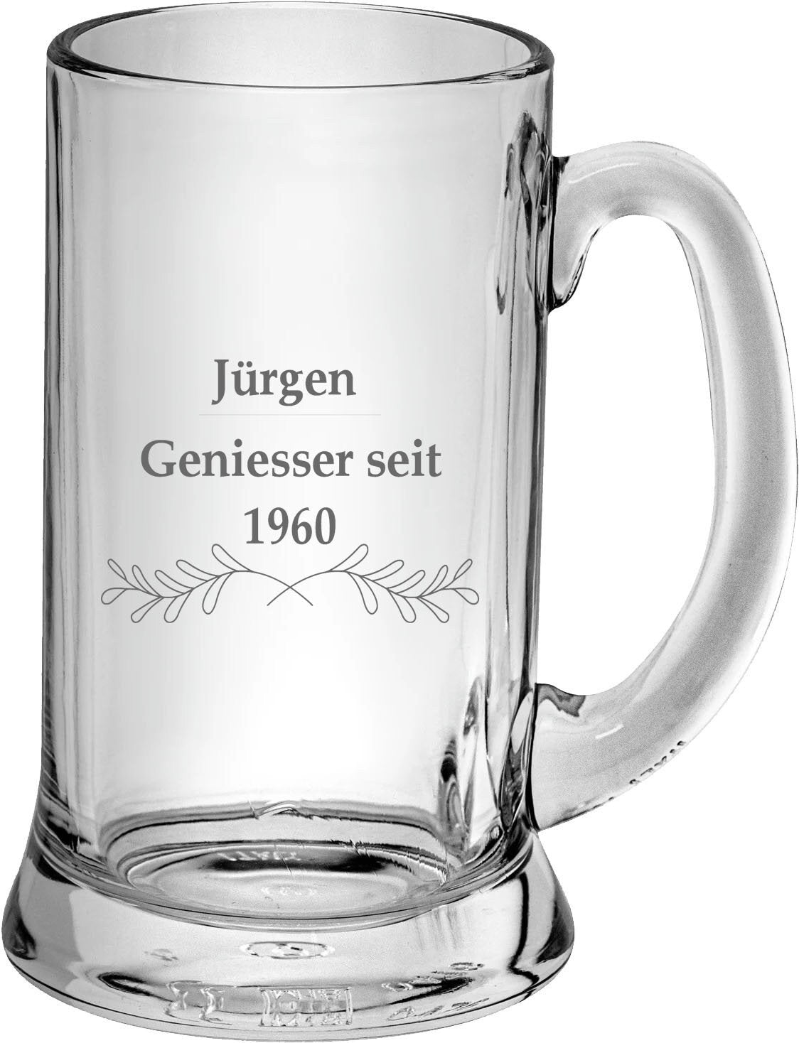 Bierkrug, Bierhumpen, Bierglas, personalisiert mit Namen, Geschenk für Biertrinker, schwer + massiv, graviert, Geniesser seit ...