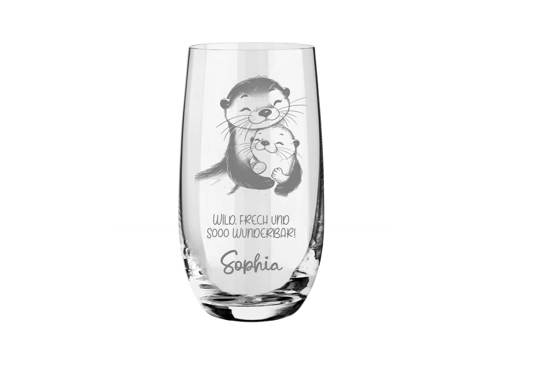 Kindertrinkglas mit Otter und Namen graviert, Geschenkidee für Kinder, Geburtstagsgeschenk, Einzigartige, personalisierte Kindertrinkgläser