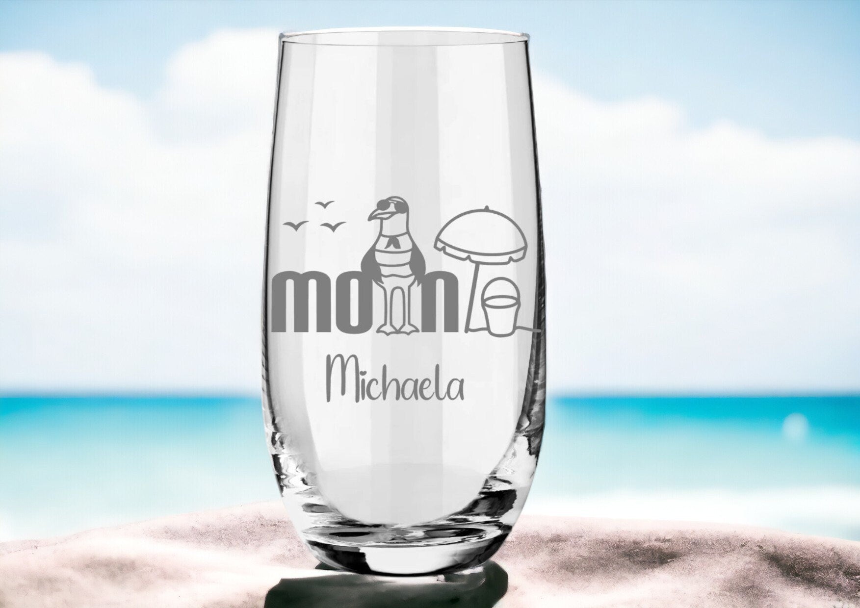 Hochwertiges maritimes Trinkglas mit individueller Gravur - Perfekt personalisiertes Geschenk! personalisiert mit Namen + Datum nach Wunsch