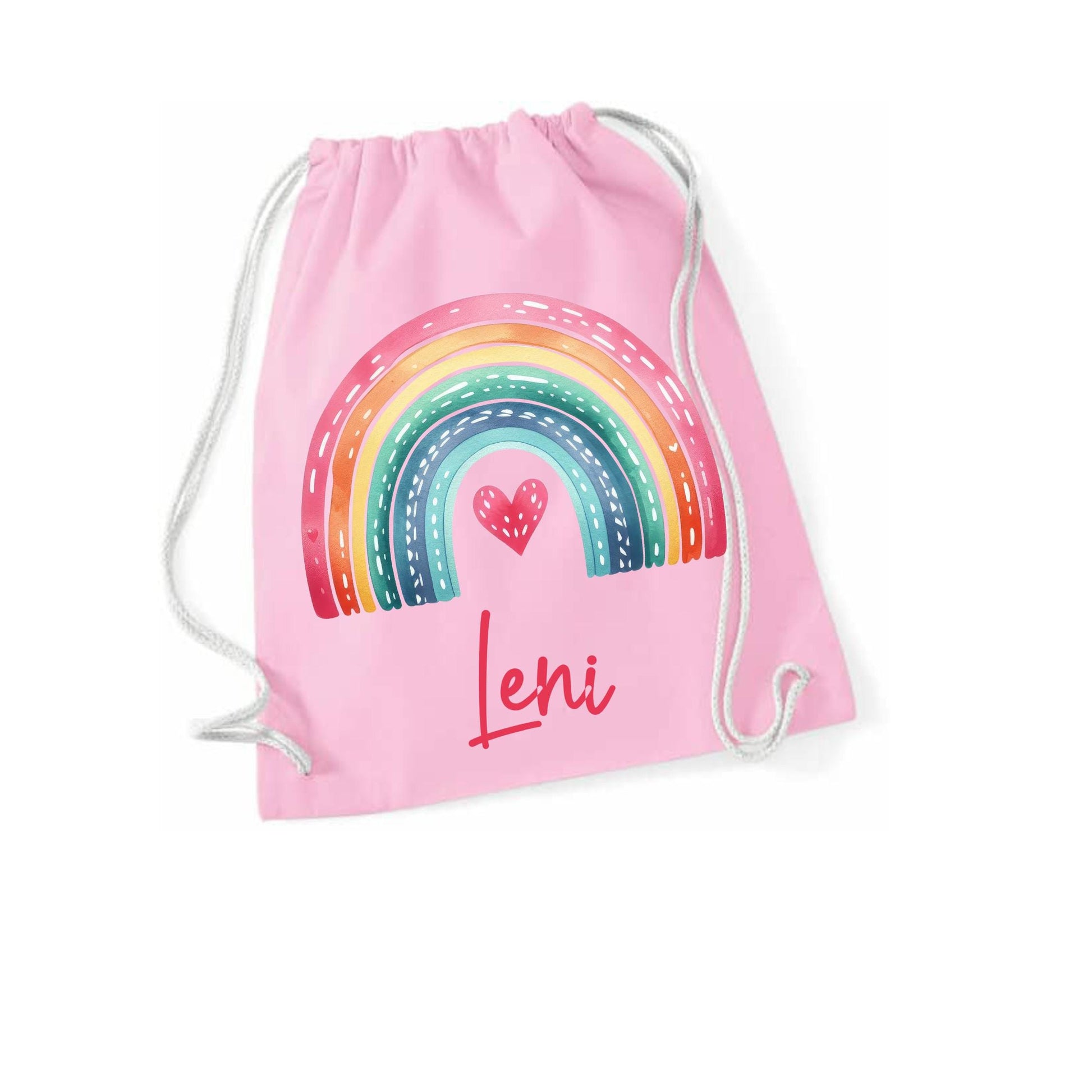 Turnbeutel Regenbogen mit Namen personalisiert, viele Farben,  Schriften, Geschenk für Schule, Kindergarten, Freizeit, Zugschnur, Rucksack