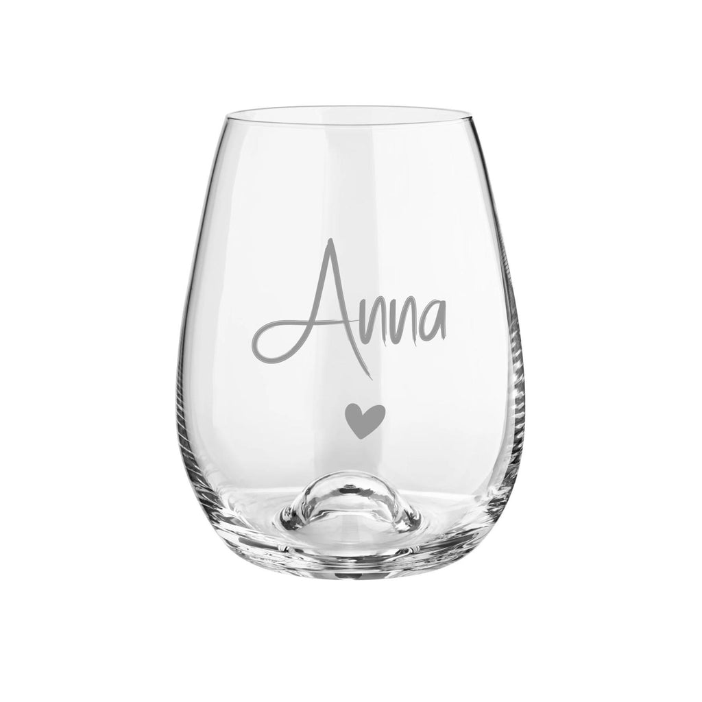 Trinkglas mit Namen personalisiert, wunderschöne Form, Kristall, Namensglas, auf Wunsch mit Kleeblatt oder Herz graviert, spülmaschinenfest