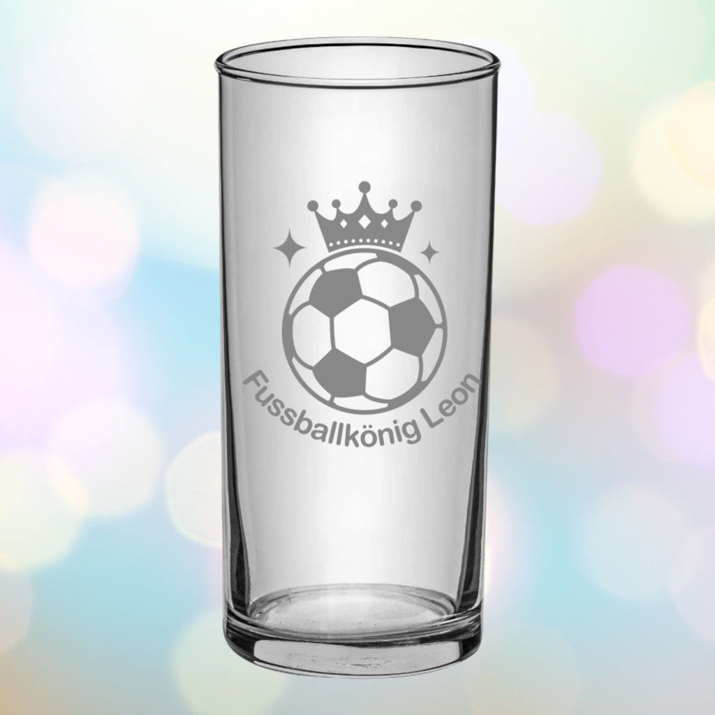 Fußball Kinder Trinkglas mit Gravur, personalisiert mit Namen, Wunschtext,  Wasserglas, graviert, Geschenk, Geschenk für kleine Fußballer