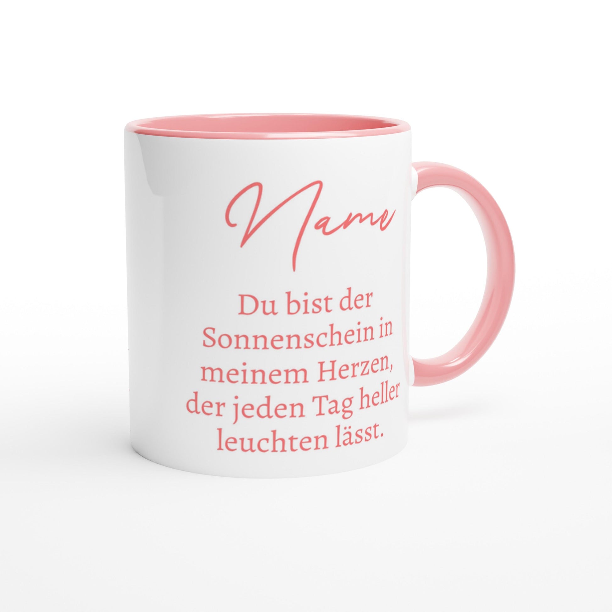 Keramik Tasse mit farbiger Innenseite, Pferdemotiv, personalisiert und sehr schönen Spruch, 350 ml, tolles Geschenk für Mädchen