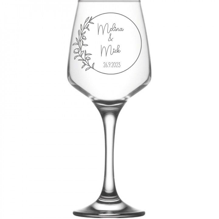 Weinglas oder Sektglas mit Namen und Datum personalisiert, Geschenk für die Hochzeit, das Brautpaar oder als Gastgeschenk
