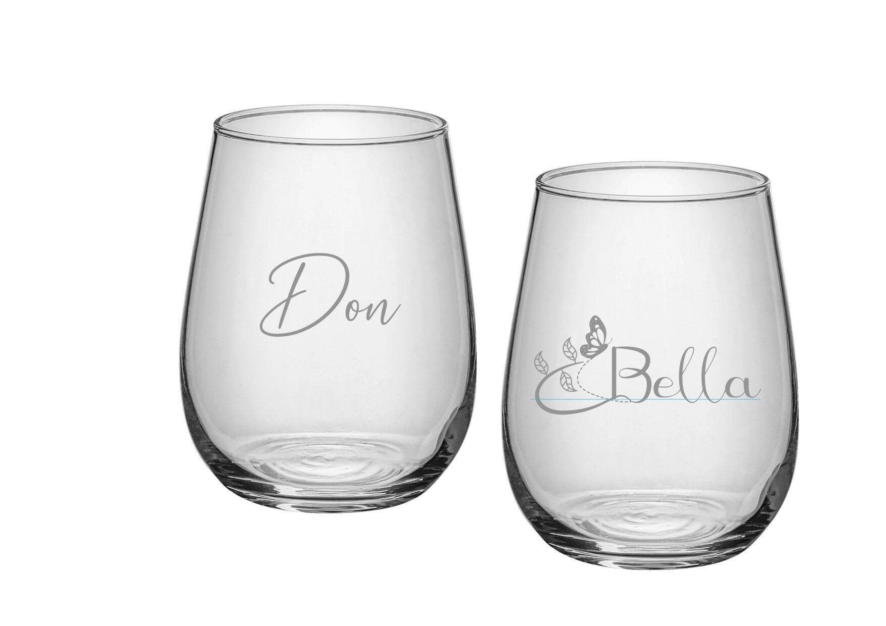 Graviertes Glas mit Namen – Perfekte Personalisierung für Ihre Hochzeitstafel und den gedeckten Tisch zu Hause