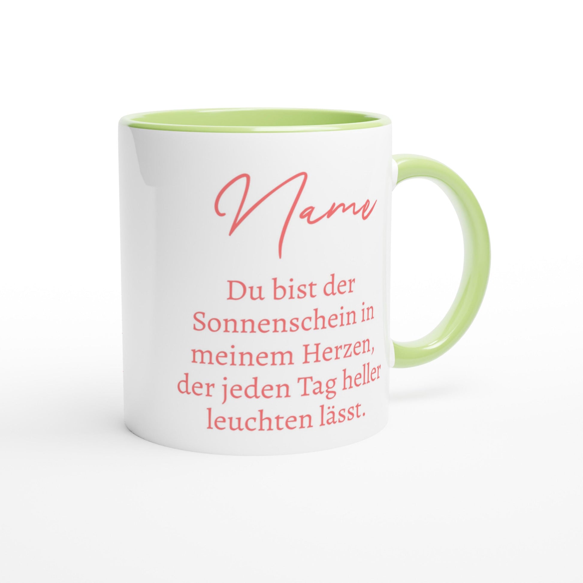 Keramik Tasse mit farbiger Innenseite, Pferdemotiv, personalisiert und sehr schönen Spruch, 350 ml, tolles Geschenk für Mädchen