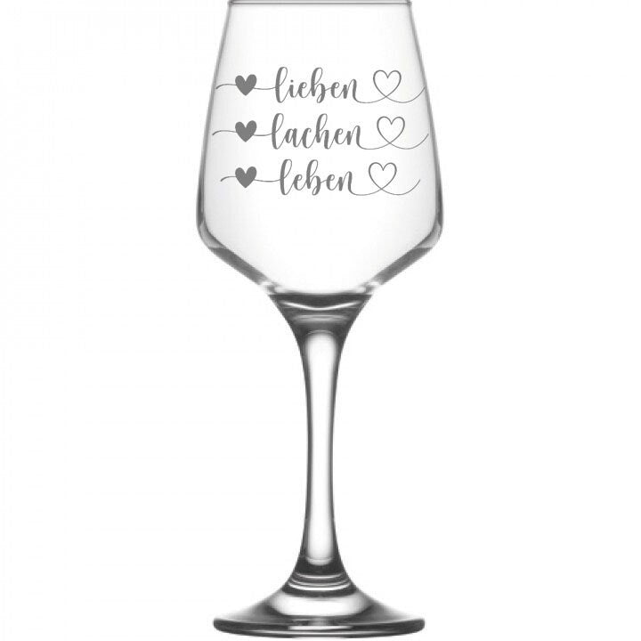 Weinglas oder Sektglas mit Leben, Lieben, Lachen Gravur, Geschenk für Freundin, Mutter, zu Weihnachten, Muttertag uvm.