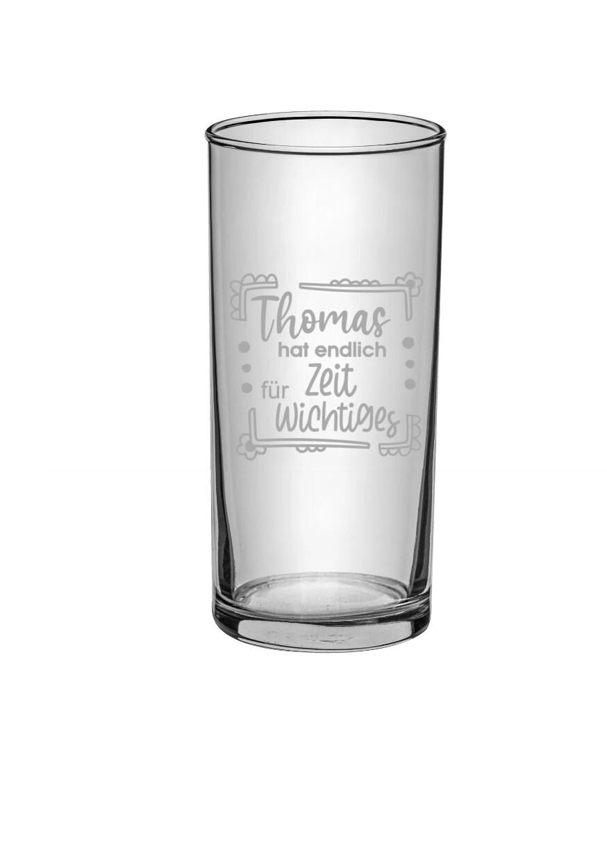 Trinkglas für den Ruhestand, personalisiert mit Namen, Geschenk für Rentner, Ruheständler, Glas für Wasser, Saft, Cocktails, Drinks