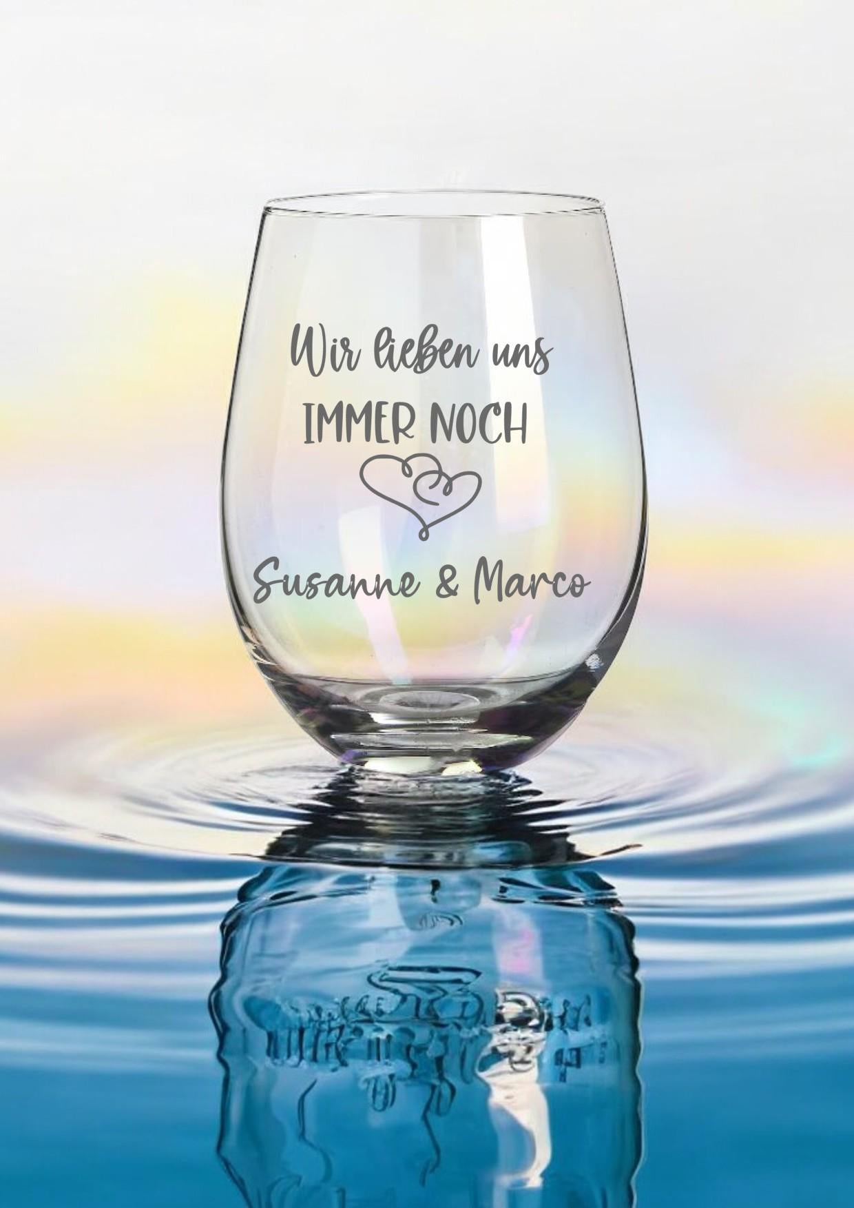 Personalisierte Sekt- oder Weingläser zum Hochzeitstag oder Jubiläum, mit Gravur, personalisiert mit deinen Wunschnamen, mit Botschaft