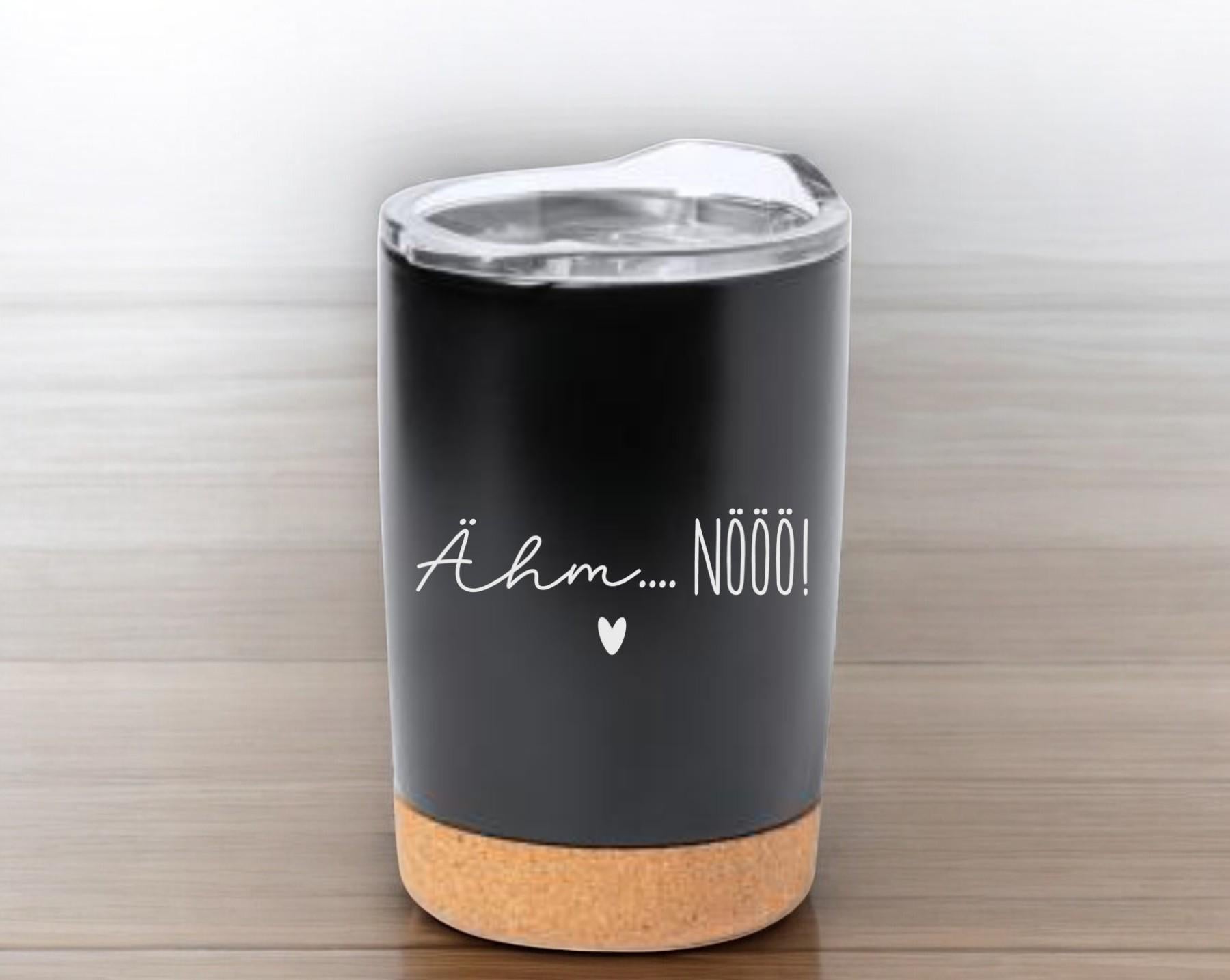 Thermobecher mit Spruch + Namen, individuell, mit Bambusboden, für Unterwegs, Geschenk für die Frau, Geschenk für die Freundin, Art.Nr. TB-3