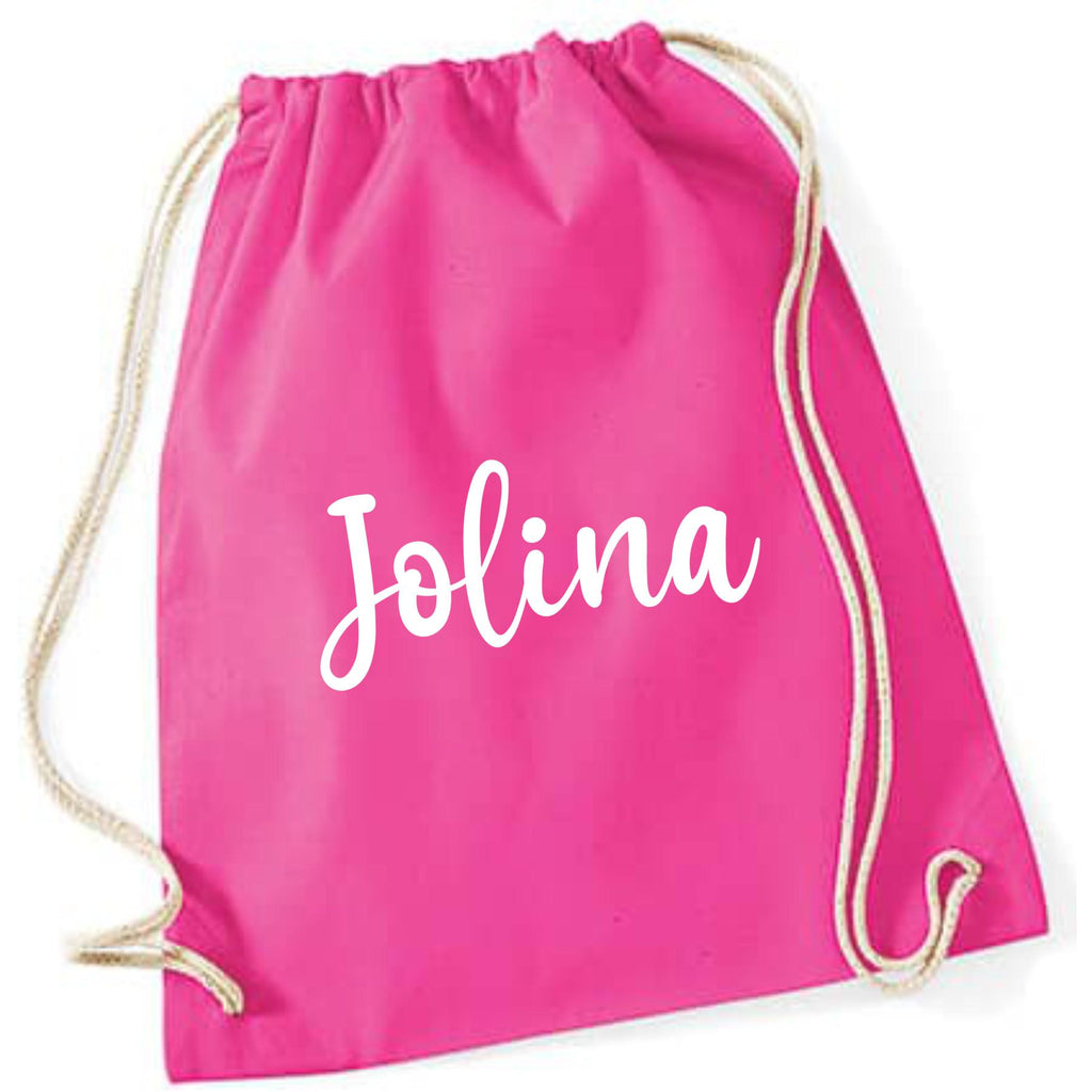 Turnbeutel mit Namen personalisiert, viele Farben und Schriftarten, Geschenk für Schule, Kindergarten & Freizeit, Zugschnur, Rucksack