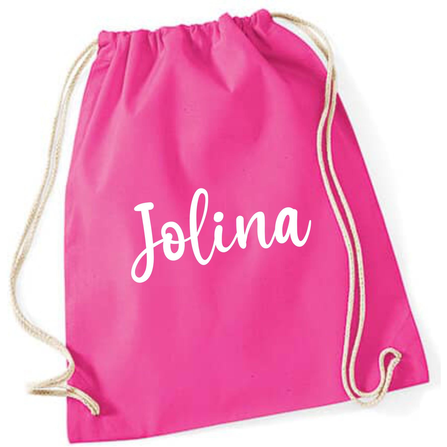 Turnbeutel mit Namen personalisiert, viele Farben und Schriftarten, Geschenk für Schule, Kindergarten & Freizeit, Zugschnur, Rucksack